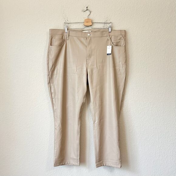 ABERCROMBIE & FITCH The 90s Straight Pants Beige Vegan Leather NWT - Picture 1 of 15